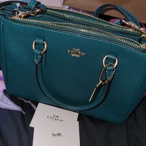Coach double pocket purse - dark green